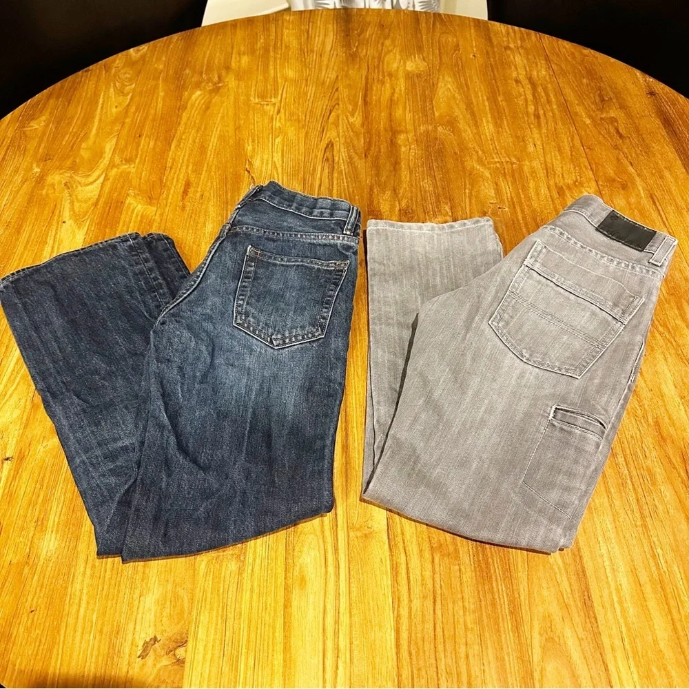 Two Pairs Boys Denim Jeans Straight Leg Blue Gap‎ Grey Denizen Levi’s